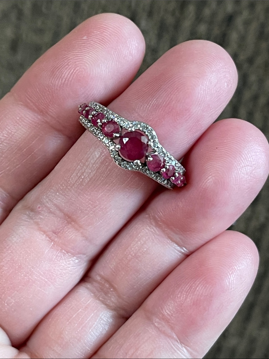 Elegant Natural Red Ruby Gemstone With Cz Accents 935 Silver Halo Ring